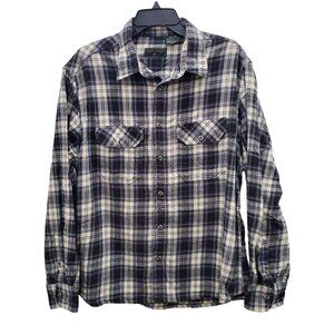Field & Stream Woman's White Blue Plaid Flannel Long Sleeve Button‎ Up Plus XXL